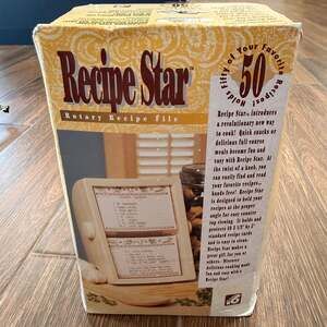 Vintage Recipe Star Rotary Recipe File Box with 50 Sleeves